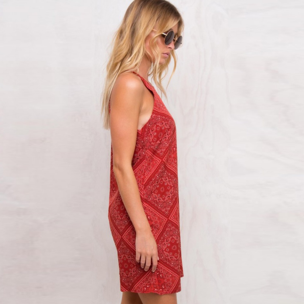 NWT LAST ONE!  Red Geometric Print Halter Dress - Picture 2 of 4